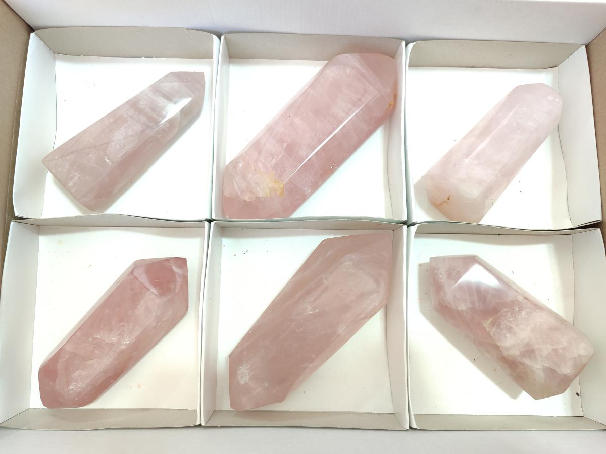 Polished Mix of Gemmy Rose Quartz Pieces x 6 From Madagascar