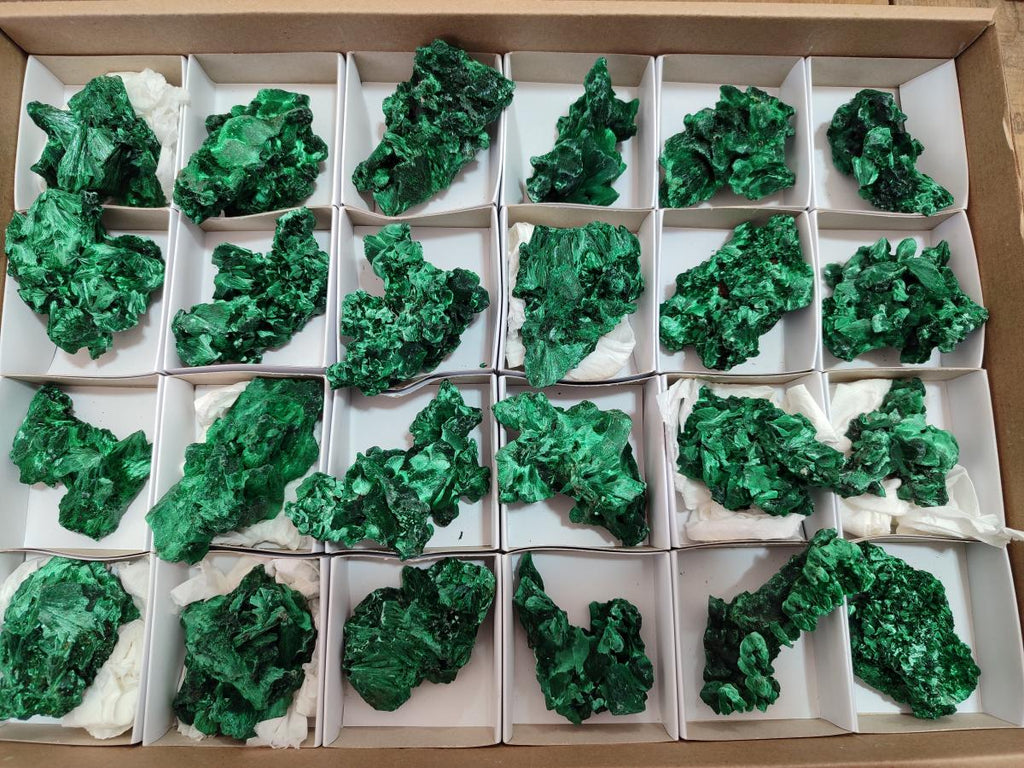 Natural Silky Malachite Specimens x 24 From Kasompe, Congo - Toprock Gemstones and Minerals 