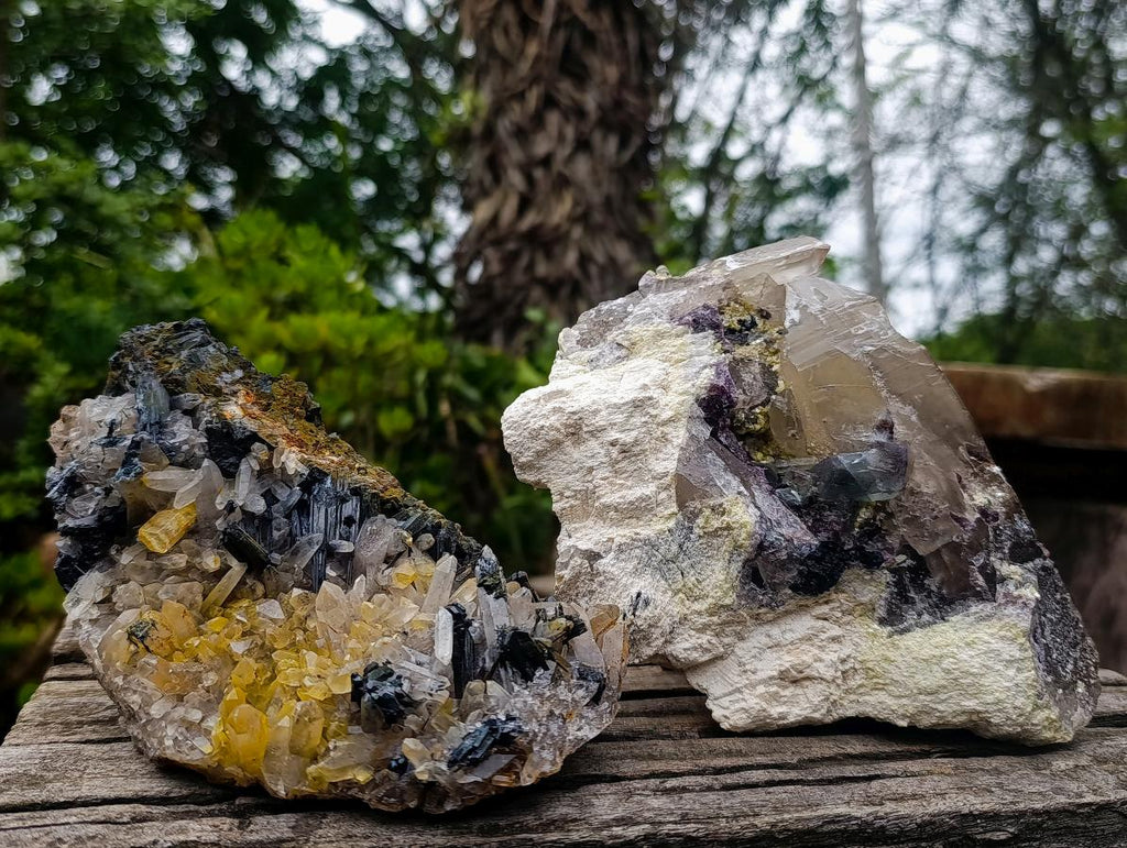 Natural Smokey Quartz Clusters with a Variety of Inclusions x 2 From Khorixas, Namibia - Toprock Gemstones and Minerals 