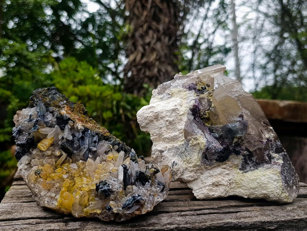 Natural Smokey Quartz Clusters with a Variety of Inclusions x 2 From Khorixas, Namibia - Toprock Gemstones and Minerals 