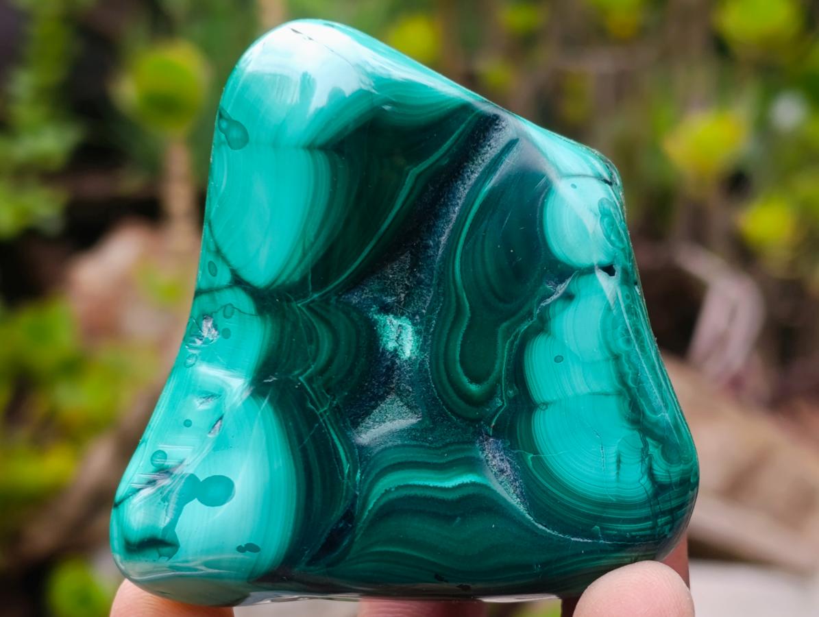 Polished Flower Banded Malachite Free Forms x 3 From Congo - Toprock Gemstones and Minerals 
