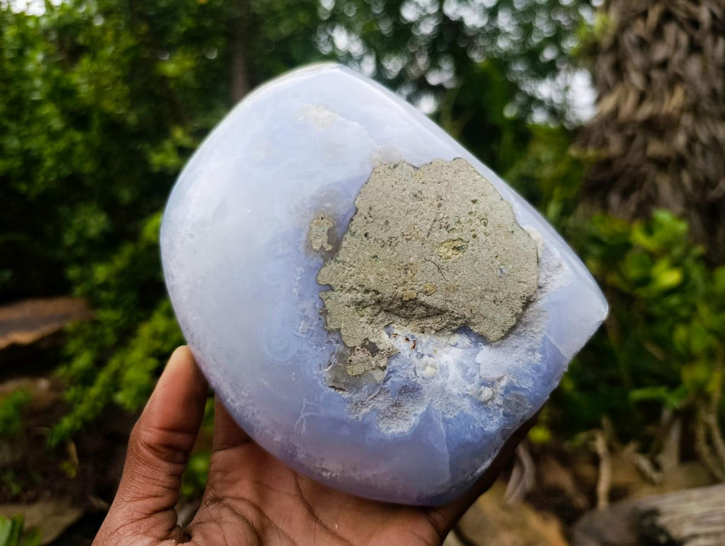 Polished and Natural Blue Lace Agate Standing Display Piece x 1 From Nsanje, Malawi - Toprock Gemstones and Minerals 
