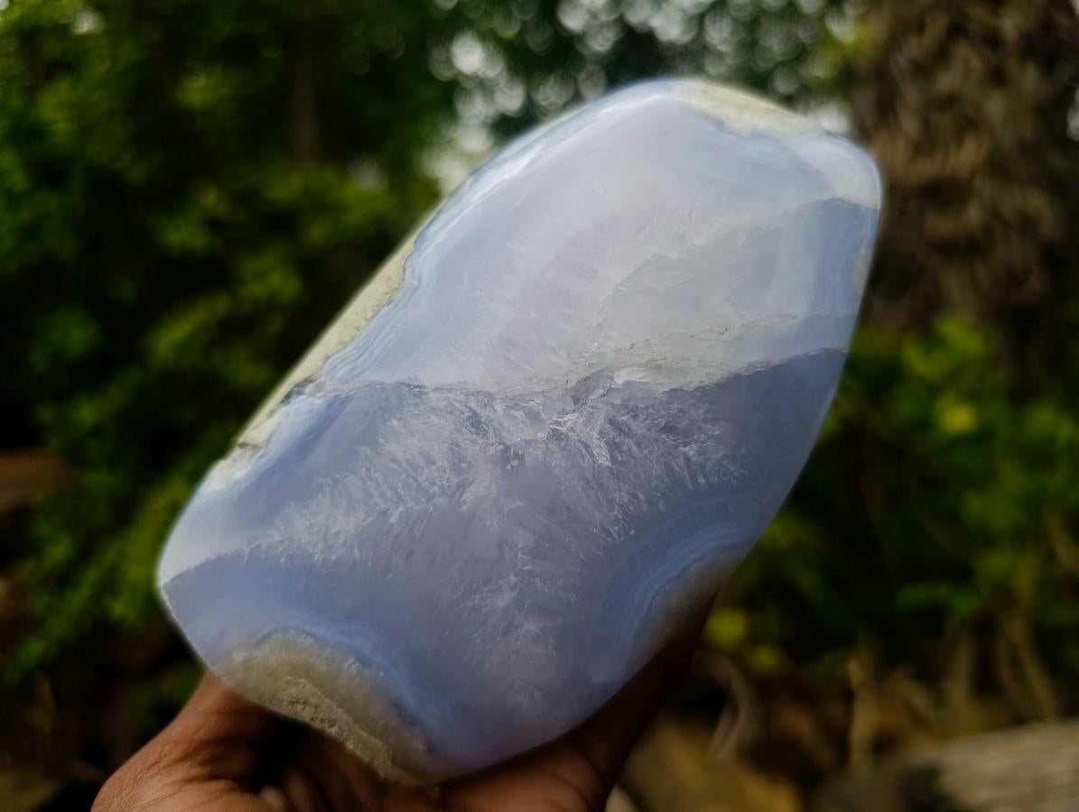 Polished and Natural Blue Lace Agate Standing Display Piece x 1 From Nsanje, Malawi - Toprock Gemstones and Minerals 
