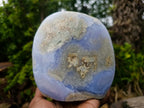 Polished and Natural Blue Lace Agate Standing Display Piece x 1 From Nsanje, Malawi - Toprock Gemstones and Minerals 