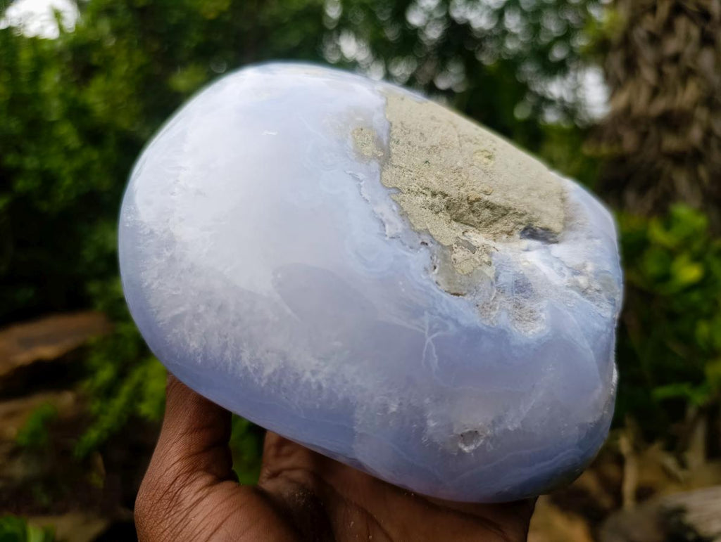 Polished and Natural Blue Lace Agate Standing Display Piece x 1 From Nsanje, Malawi - Toprock Gemstones and Minerals 