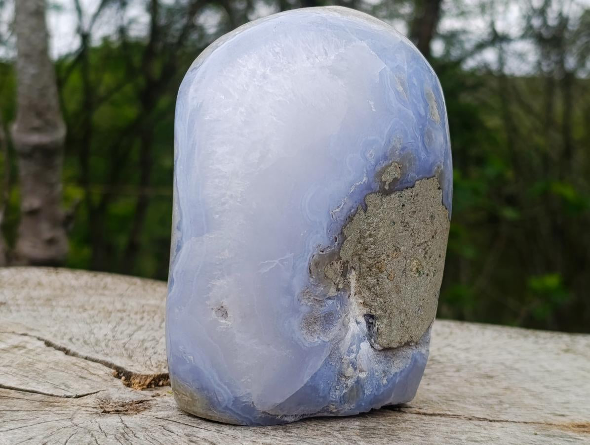 Polished and Natural Blue Lace Agate Standing Display Piece x 1 From Nsanje, Malawi - Toprock Gemstones and Minerals 