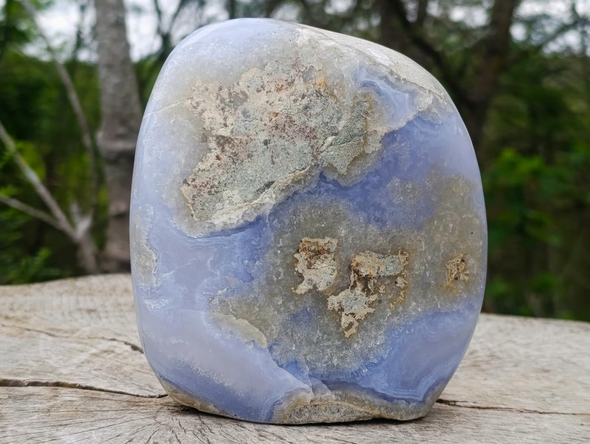 Polished and Natural Blue Lace Agate Standing Display Piece x 1 From Nsanje, Malawi - Toprock Gemstones and Minerals 