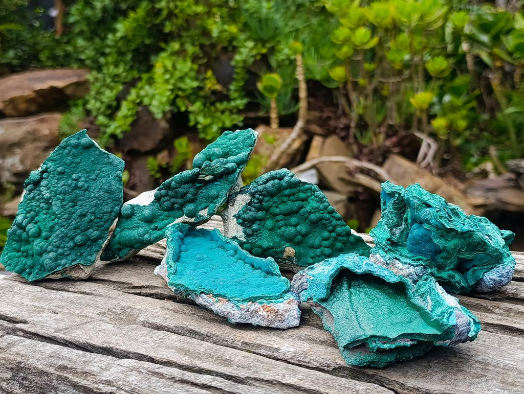 Natural Botryoidal Malachite Specimens x 6 From Kolwezi, Congo - Toprock Gemstones and Minerals 