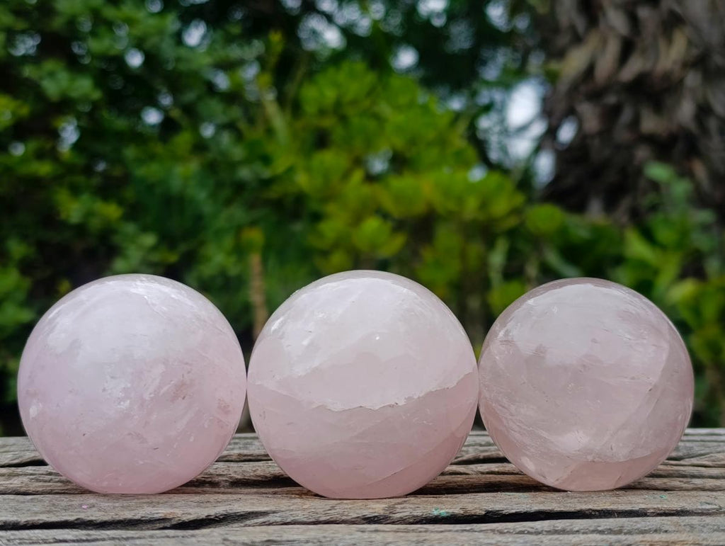 Polished Small Gemmy Rose Quartz Sphere x 6 From Madagascar - Toprock Gemstones and Minerals 
