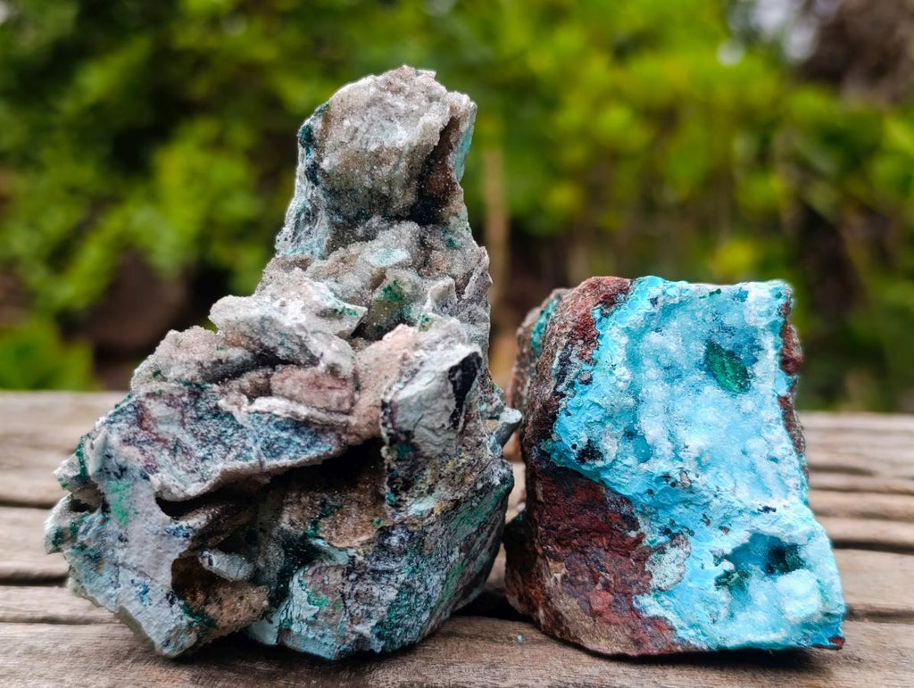 Natural Rare Drusy Coated Chrysocolla Specimens with Malachite on Dolomite Matrix x 12 From Lupoto Mine, Congo - Toprock Gemstones and Minerals 