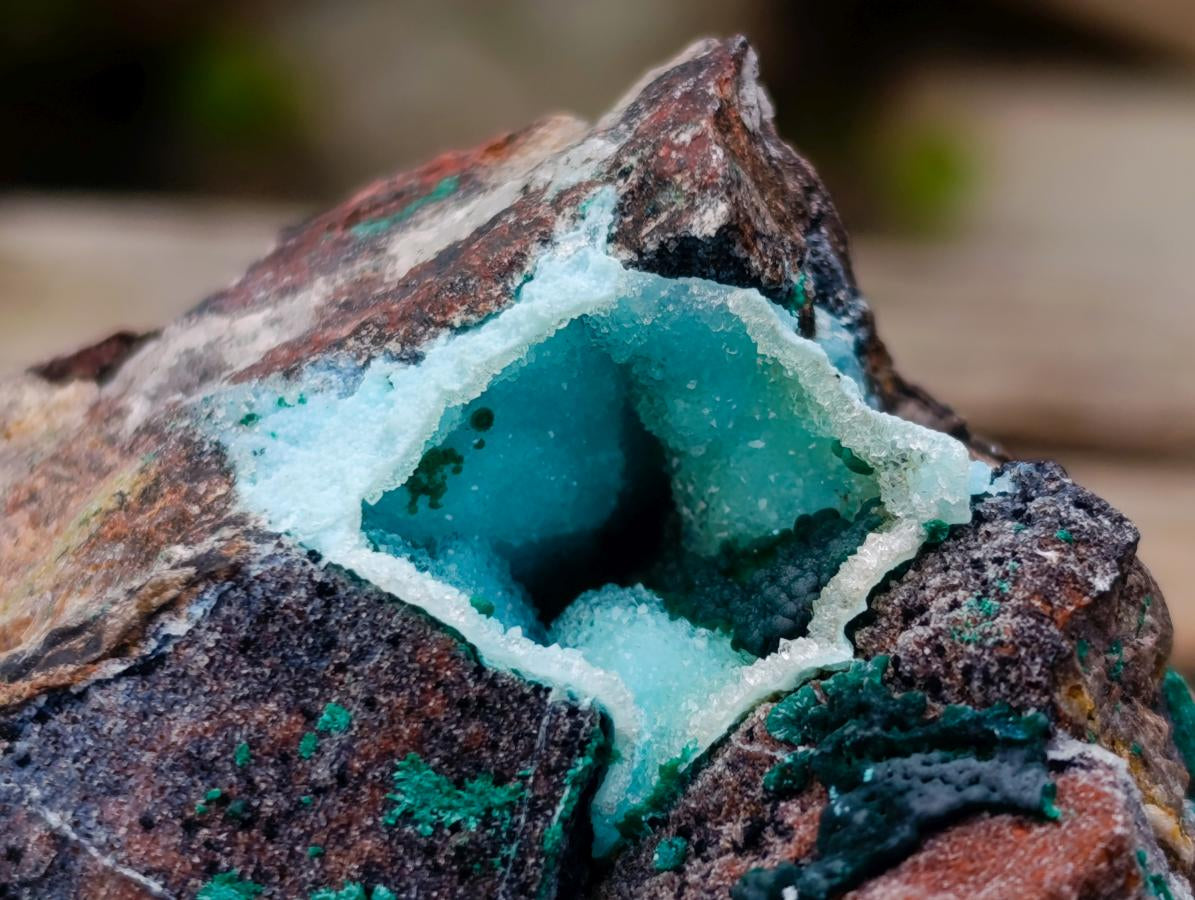 Natural Rare Drusy Coated Chrysocolla Specimens with Malachite on Dolomite Matrix x 12 From Lupoto Mine, Congo - Toprock Gemstones and Minerals 