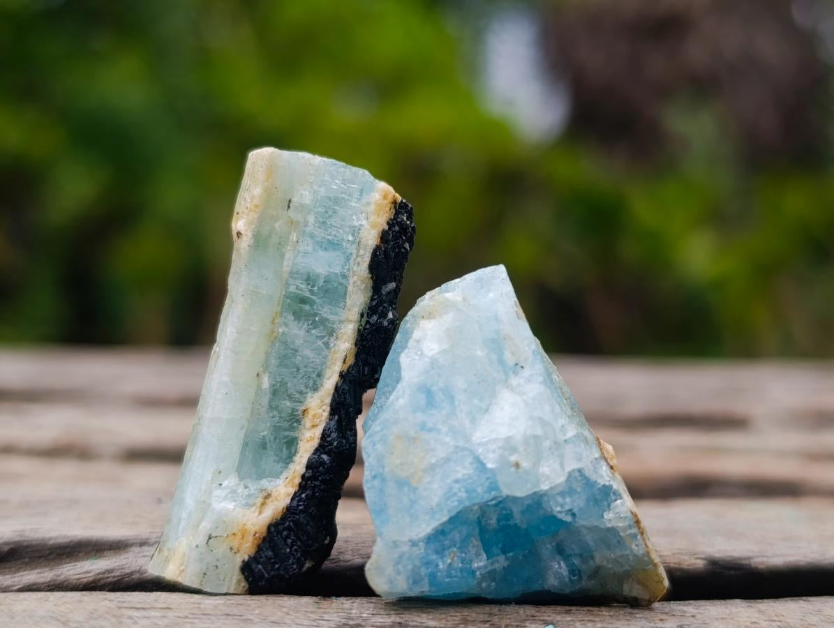 Natural Rare Aquamarine in Black Tourmaline Specimens x 70 From Karibib, Namibia - Toprock Gemstones and Minerals 