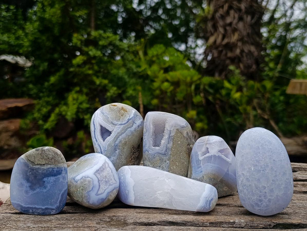 Polished Blue Lace Agate Free Forms x 7 From Nsanje, Malawi - Toprock Gemstones and Minerals 