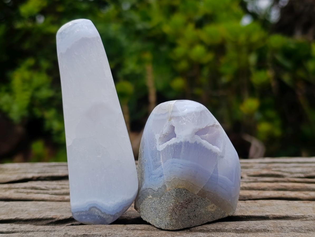 Polished Blue Lace Agate Free Forms x 7 From Nsanje, Malawi - Toprock Gemstones and Minerals 