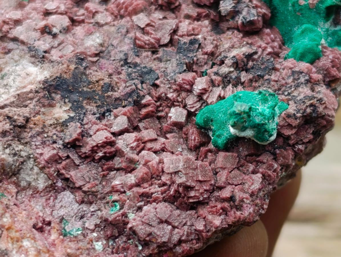 Natural Salrose Cobaltoan Dolomite Specimens with Malachite and Chrysocolla x 6 From Kakanda, Congo - Toprock Gemstones and Minerals 