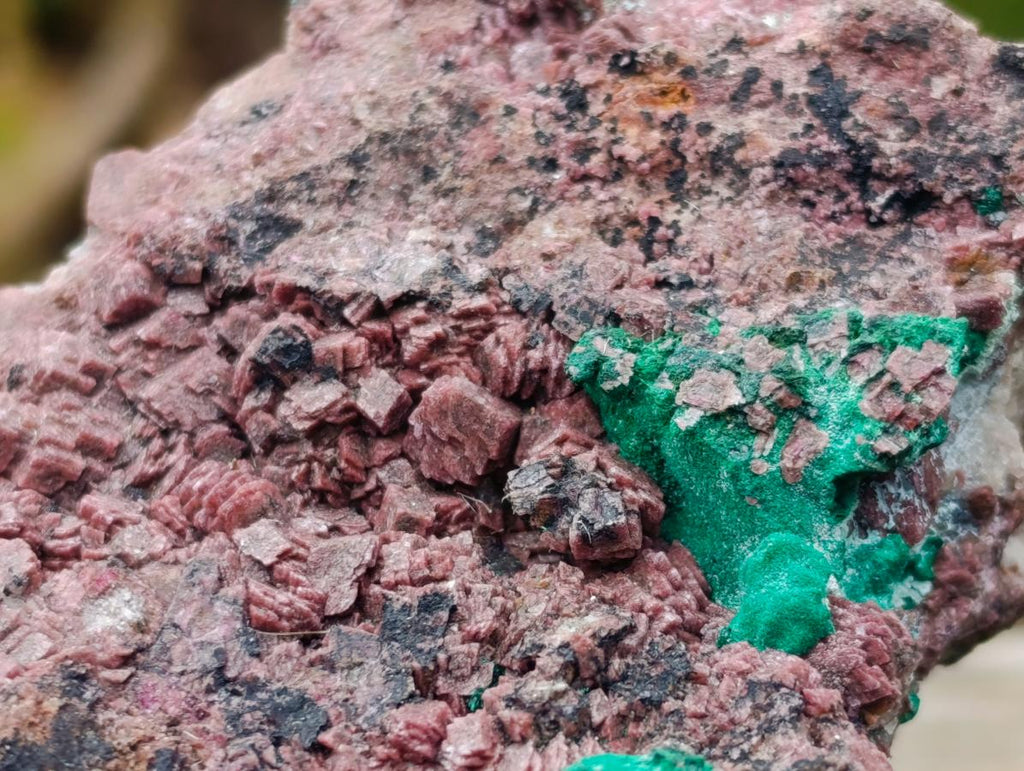 Natural Salrose Cobaltoan Dolomite Specimens with Malachite and Chrysocolla x 6 From Kakanda, Congo - Toprock Gemstones and Minerals 