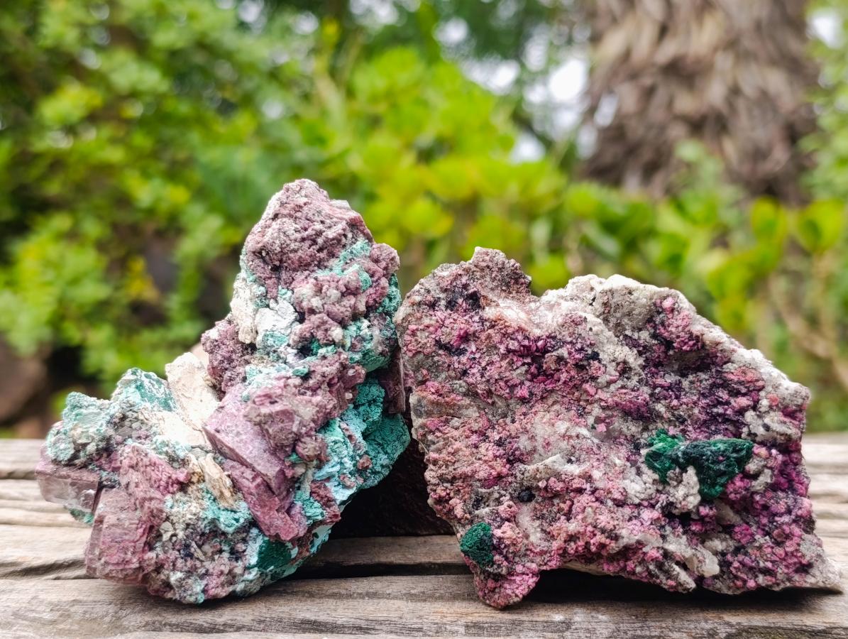 Natural Salrose Cobaltoan Dolomite Specimens with Malachite and Chrysocolla x 6 From Kakanda, Congo - Toprock Gemstones and Minerals 