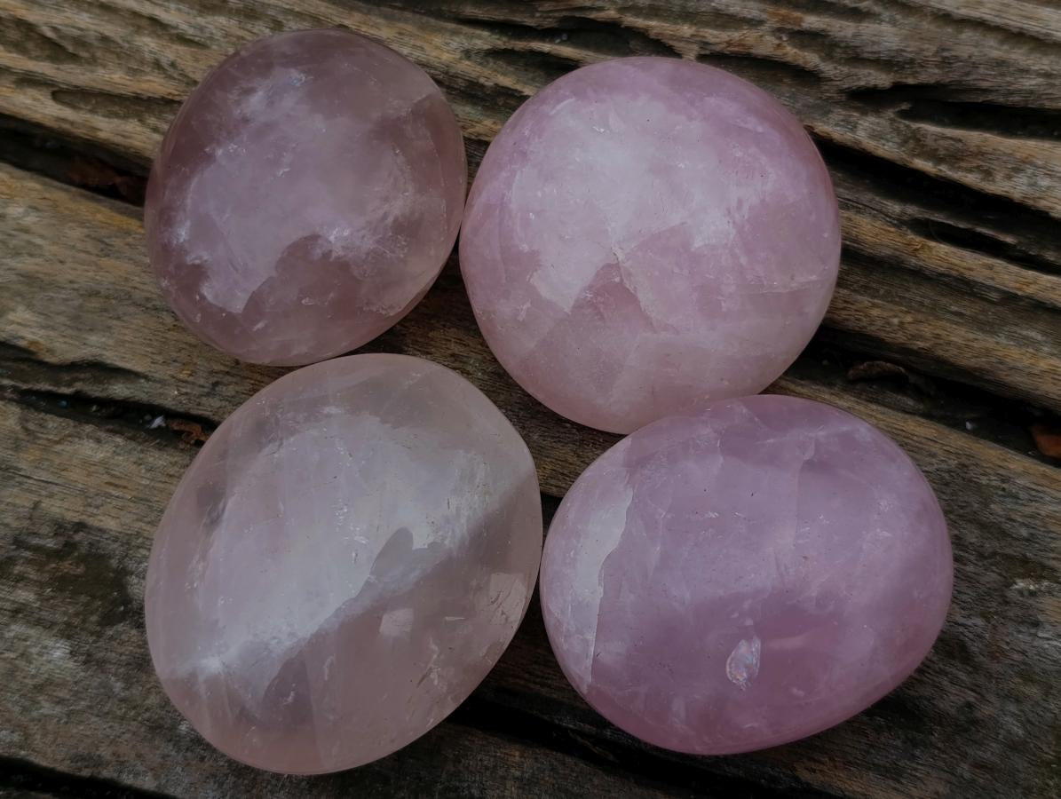 Polished Large Gemmy Rose Quartz Palm Stones x 12 From Madagascar - Toprock Gemstones and Minerals 