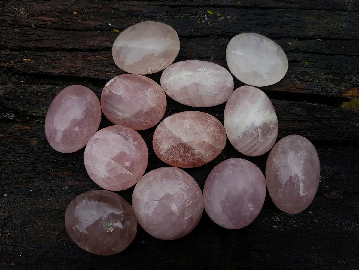Polished Large Gemmy Rose Quartz Palm Stones x 12 From Madagascar - Toprock Gemstones and Minerals 