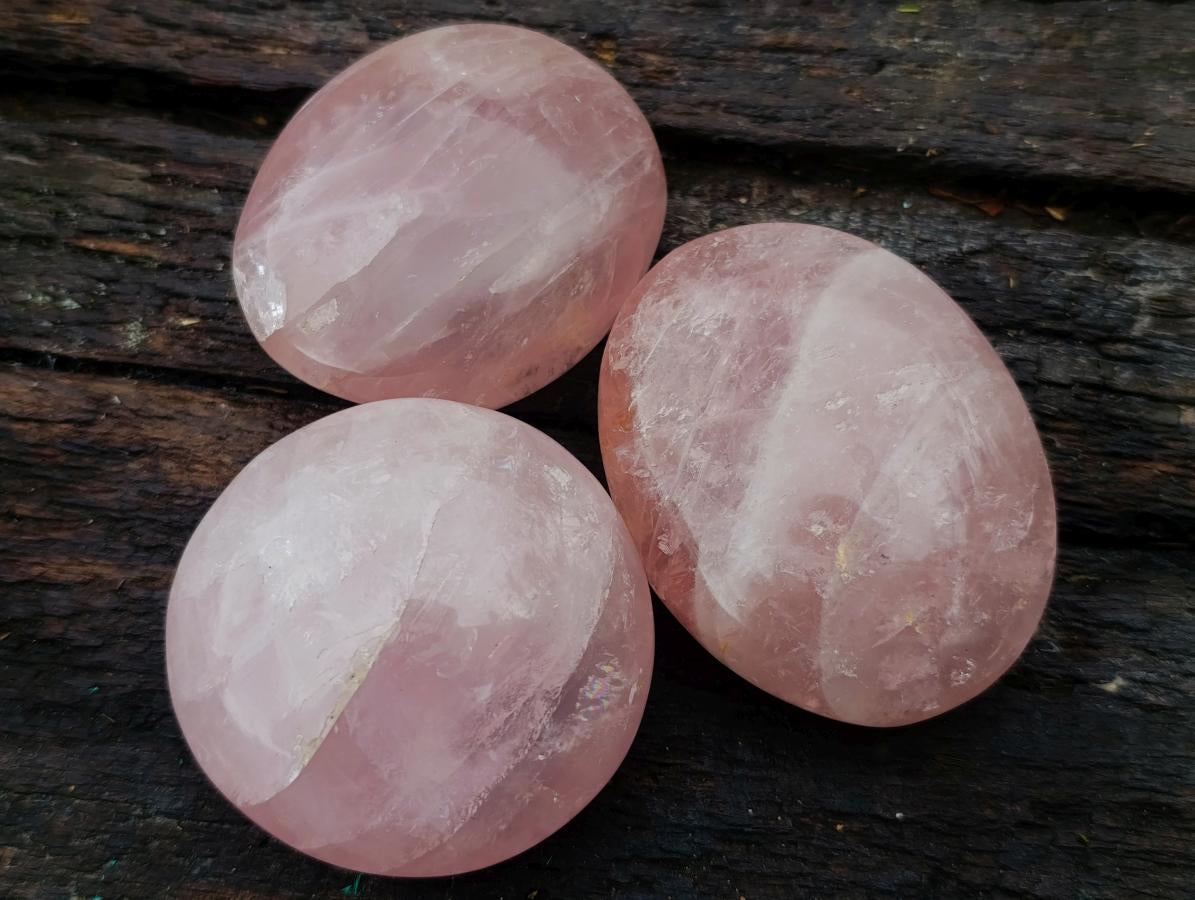 Polished Large Gemmy Rose Quartz Palm Stones x 12 From Madagascar - Toprock Gemstones and Minerals 