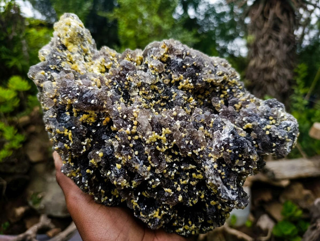 Natural XL Smokey Fluorite Specimen with Yellow Muscovite Mica x 1 From Erongo, Namibia - Toprock Gemstones and Minerals 