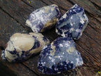 Polished One Side Silver Leaf Lepidolite Slices x 4 From Zimbabwe - Toprock Gemstones and Minerals 