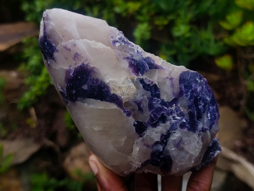 Polished One Side Silver Leaf Lepidolite Slices x 4 From Zimbabwe - Toprock Gemstones and Minerals 