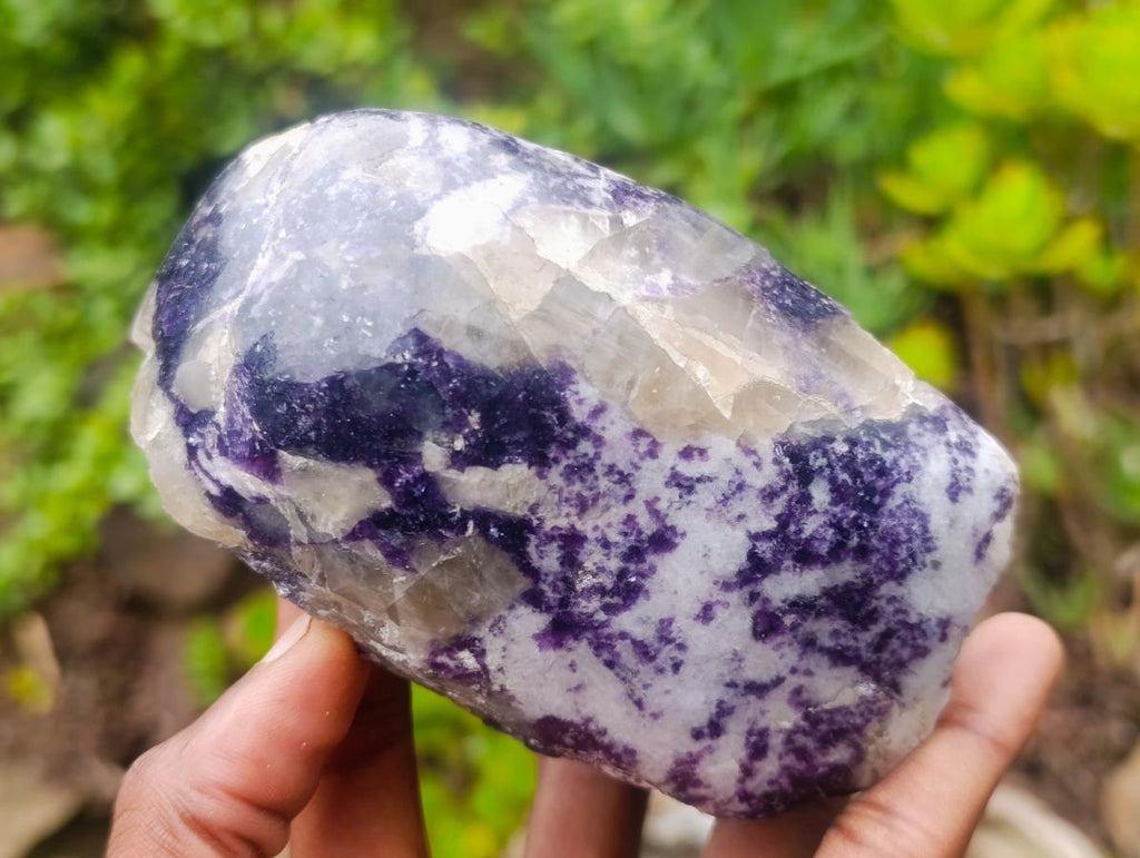 Polished One Side Silver Leaf Lepidolite Slices x 4 From Zimbabwe - Toprock Gemstones and Minerals 
