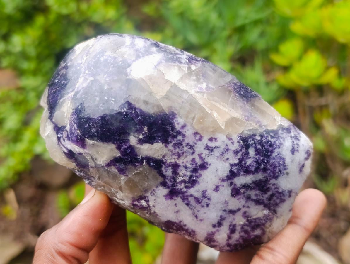 Polished One Side Silver Leaf Lepidolite Slices x 4 From Zimbabwe - Toprock Gemstones and Minerals 