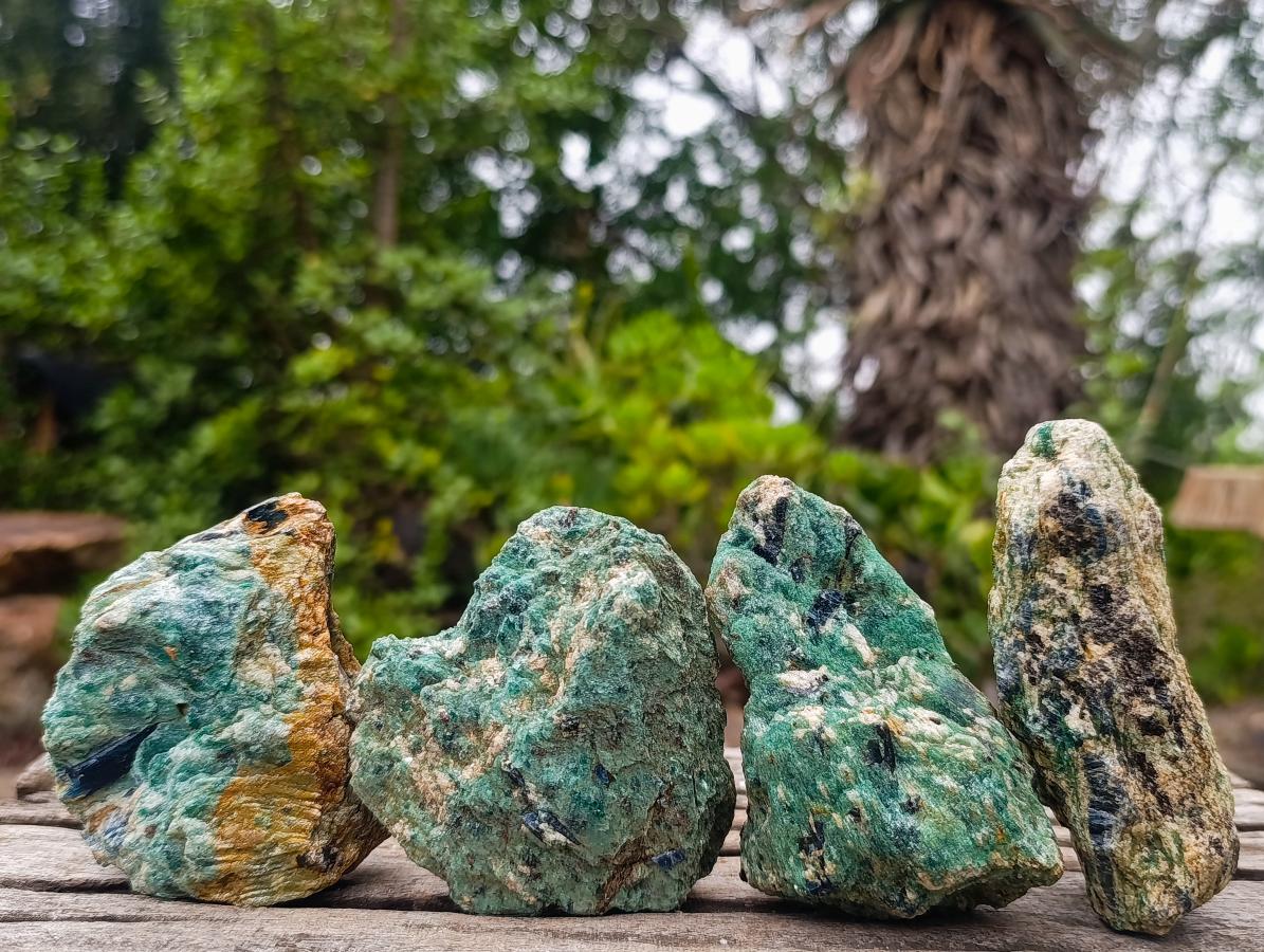 Natural Kyanite Crystals in Fuchsite Cobbed Specimens x 6 From Zimbabwe - Toprock Gemstones and Minerals 