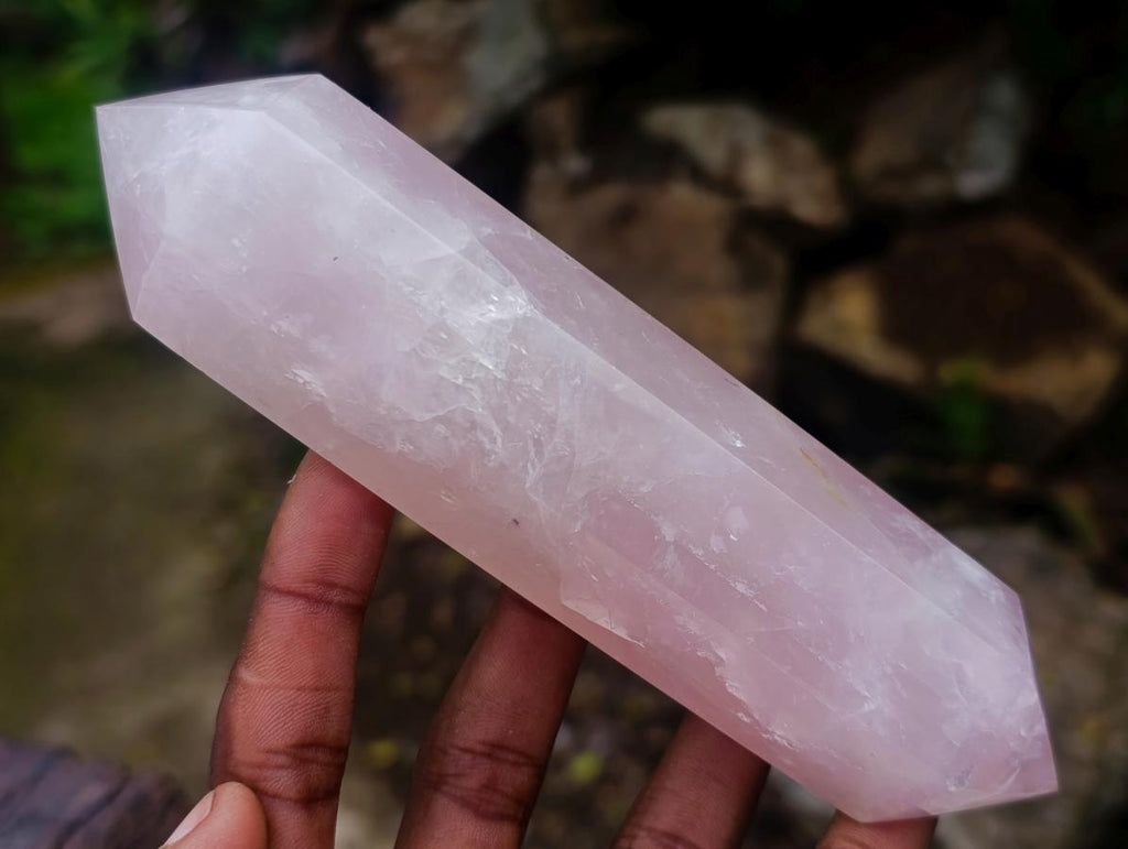 Polished Double Terminated Gemmy Rose Quartz Crystals x 6 From Madagascar - Toprock Gemstones and Minerals 