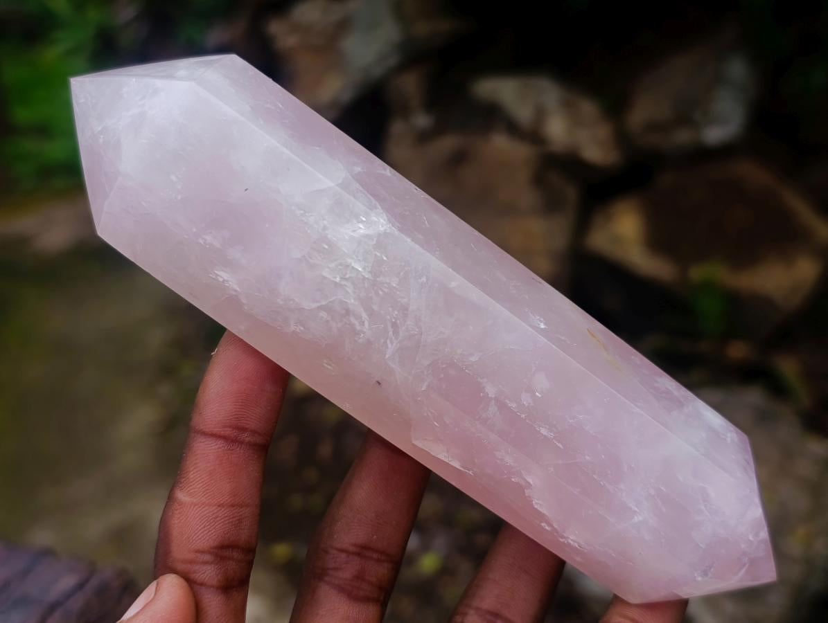 Polished Double Terminated Gemmy Rose Quartz Crystals x 6 From Madagascar - Toprock Gemstones and Minerals 
