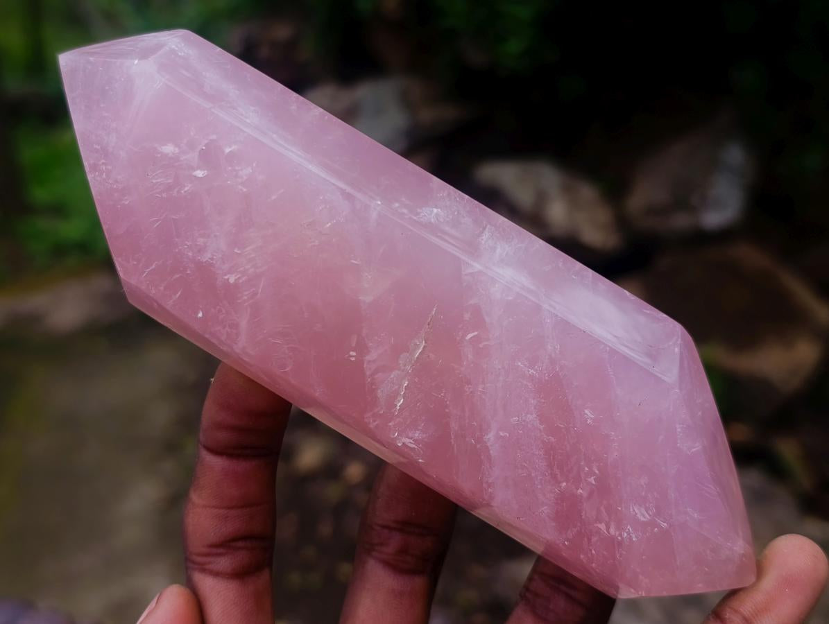 Polished Double Terminated Gemmy Rose Quartz Crystals x 6 From Madagascar - Toprock Gemstones and Minerals 
