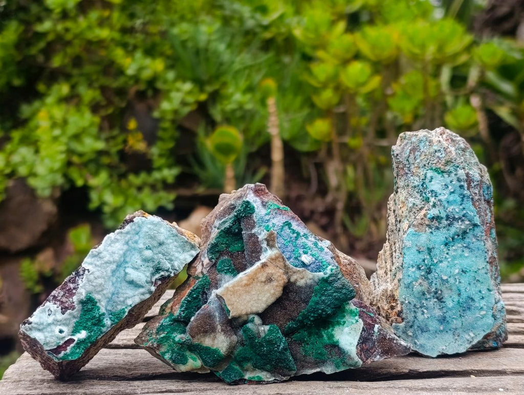 Natural Drusy Coated Chrysocolla Specimens with Malachite and Heterogenite x 12 From Lupoto Mine, Congo - Toprock Gemstones and Minerals 