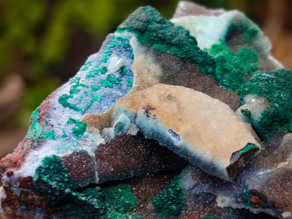 Natural Drusy Coated Chrysocolla Specimens with Malachite and Heterogenite x 12 From Lupoto Mine, Congo - Toprock Gemstones and Minerals 