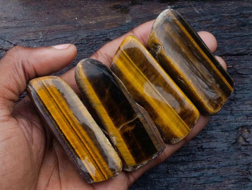 Polished Golden Tigers Eye Tumbled Slabs and Slices x 35 From Prieska, South Africa - Toprock Gemstones and Minerals 