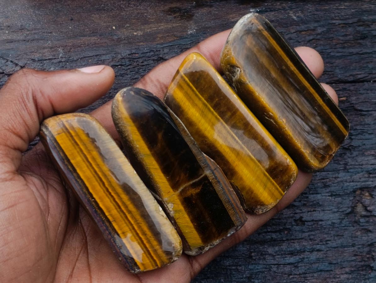 Polished Golden Tigers Eye Tumbled Slabs and Slices x 35 From Prieska, South Africa - Toprock Gemstones and Minerals 