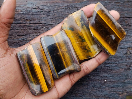 Polished Golden Tigers Eye Tumbled Slabs and Slices x 35 From Prieska, South Africa - Toprock Gemstones and Minerals 