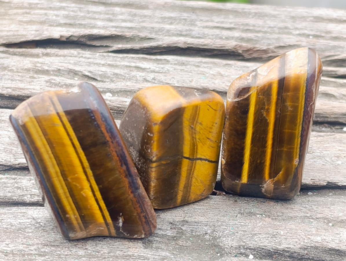 Polished Golden Tigers Eye Tumbled Slabs and Slices x 35 From Prieska, South Africa - Toprock Gemstones and Minerals 