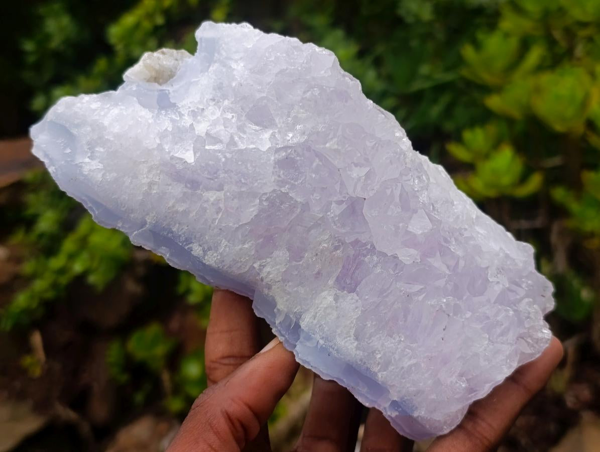 Natural Blue Lace Agate Specimens with Amethyst Centres x 2 From Nsanje, Malawi - Toprock Gemstones and Minerals 