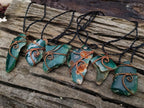 Hand Made Mtorolite Copper Wire Wrapped Stone Necklaces x 6 From Zimbabwe - Toprock Gemstones and Minerals 