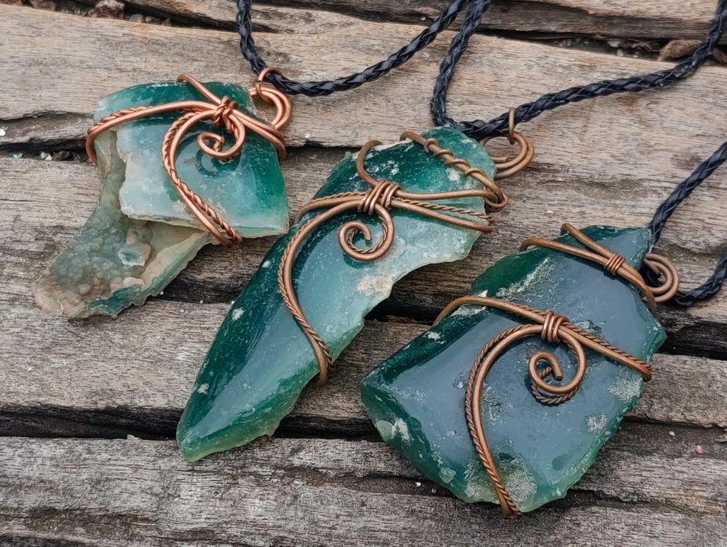 Hand Made Mtorolite Copper Wire Wrapped Stone Necklaces x 6 From Zimbabwe - Toprock Gemstones and Minerals 