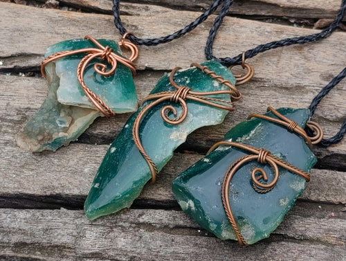 Hand Made Mtorolite Copper Wire Wrapped Stone Necklaces x 6 From Zimbabwe - Toprock Gemstones and Minerals 