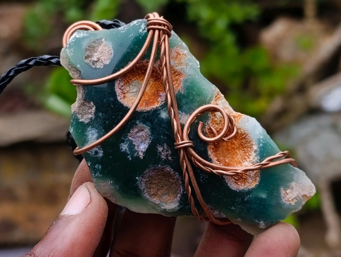 Hand Made Mtorolite Copper Wire Wrapped Stone Necklaces x 6 From Zimbabwe - Toprock Gemstones and Minerals 
