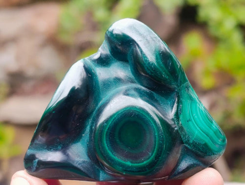 Polished Flower Banded Malachite Free Forms x 12 From Congo - Toprock Gemstones and Minerals 