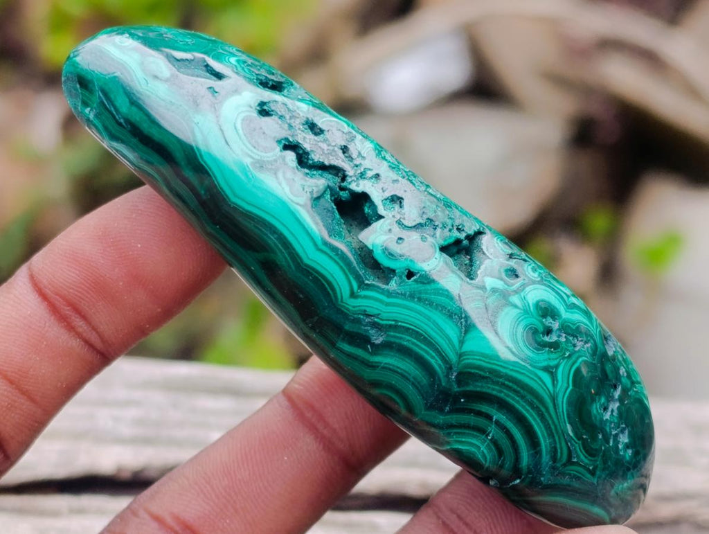 Polished Flower Banded Malachite Free Forms x 12 From Congo - Toprock Gemstones and Minerals 
