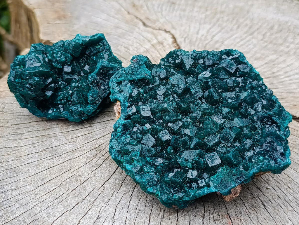 Natural Large Dioptase Specimens on Dolomite Matrix x 2 From Tantara Mine, Congo - Toprock Gemstones and Minerals 