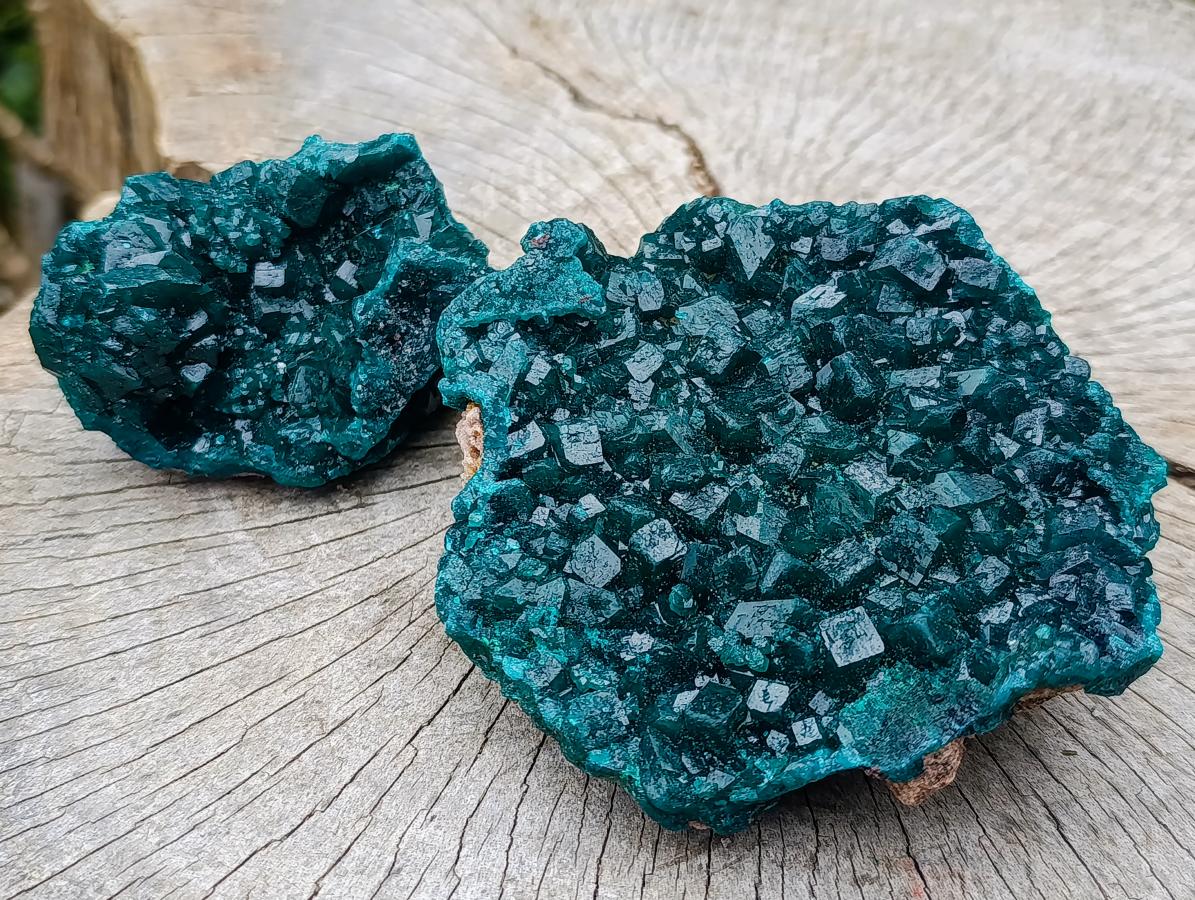 Natural Large Dioptase Specimens on Dolomite Matrix x 2 From Tantara Mine, Congo - Toprock Gemstones and Minerals 