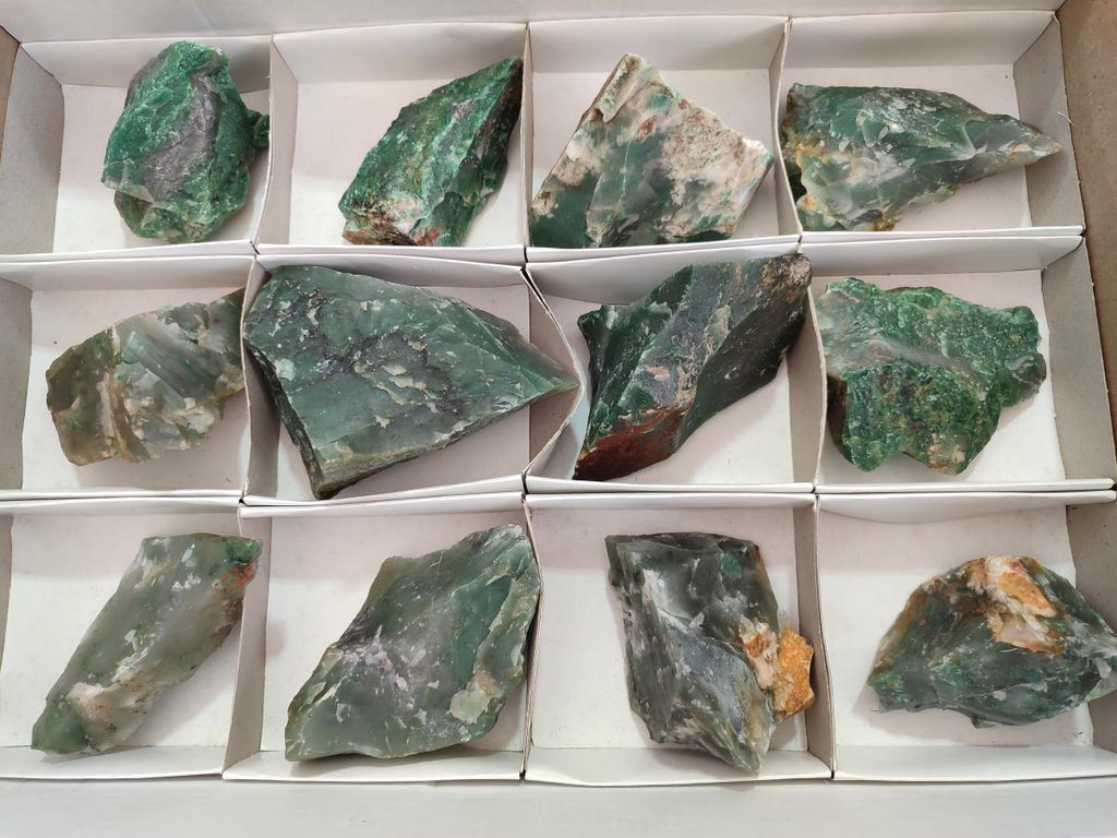 Natural Swazi Jade Cobbed Specimens x 12 From Swaziland - Toprock Gemstones and Minerals 