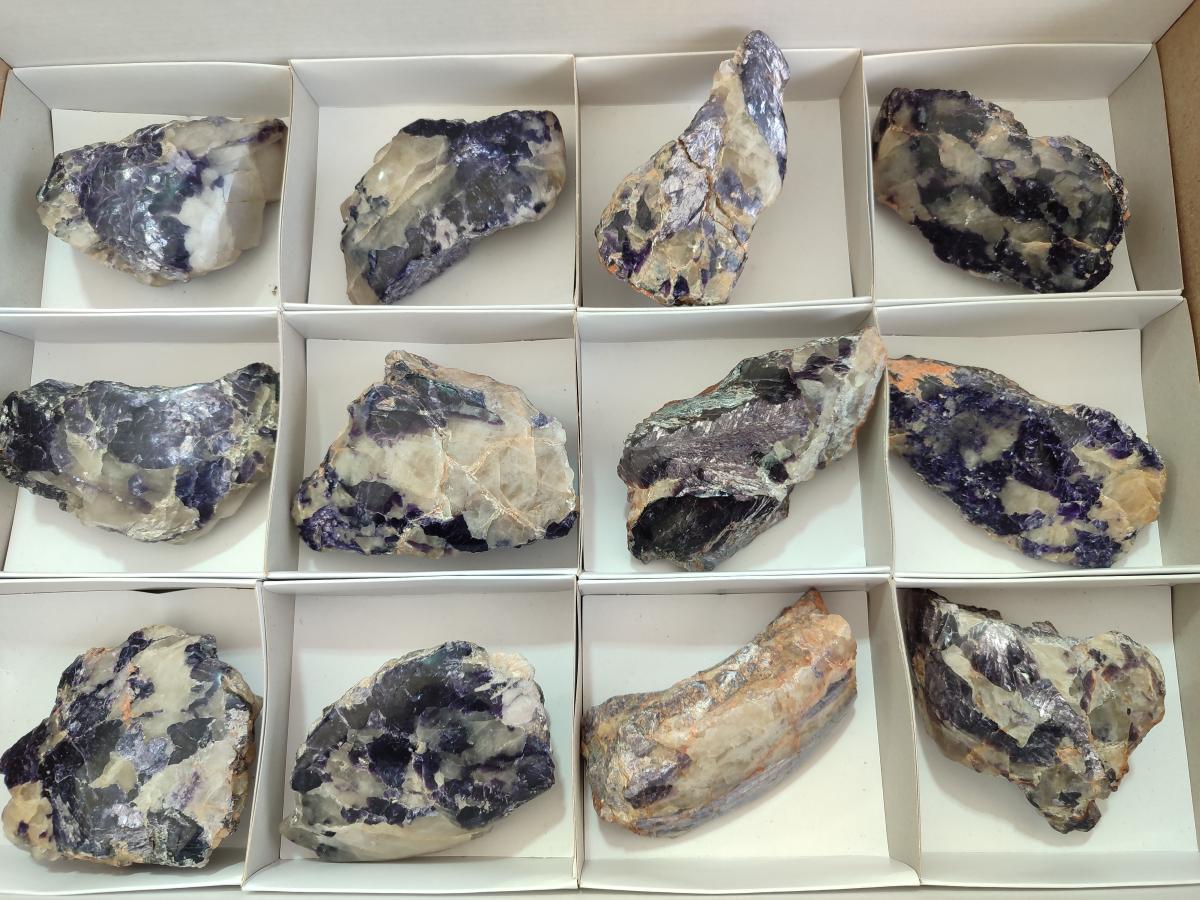 Polished One Side Silver Leaf Lepidolite Slices x 12 From Zimbabwe - Toprock Gemstones and Minerals 